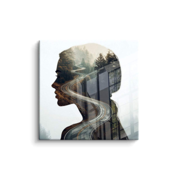 Double Exposure mujer viaje - cuadro PVC brillante