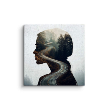 Double Exposure Woman Journey Canvas Art