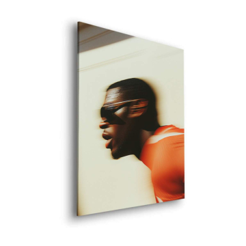 Retrato difuminado de atleta naranja - cuadro Dibond mate