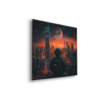 Astronaute future ville - tableau Dibond mat