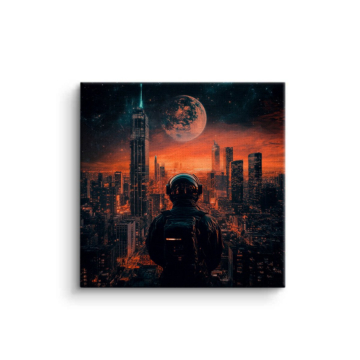 Astronaut Future City Canvas Art