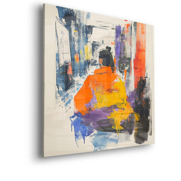 Silhouette assise urbaine abstraite - tableau en verre acrylique