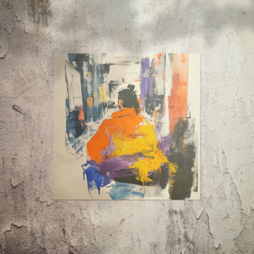 Abstrakte urbane sitzende Figur - Poster