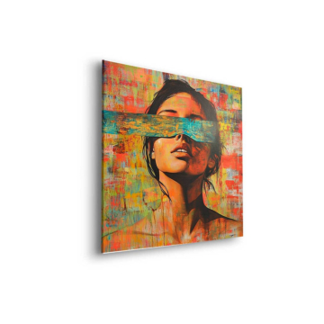 Portrait abstrait de femme voilée - tableau Dibond mat