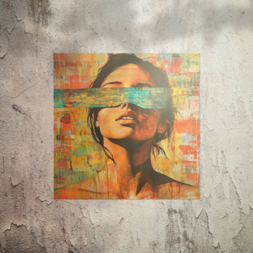 Abstrakcyjny portret kobiety w welonie - plakat