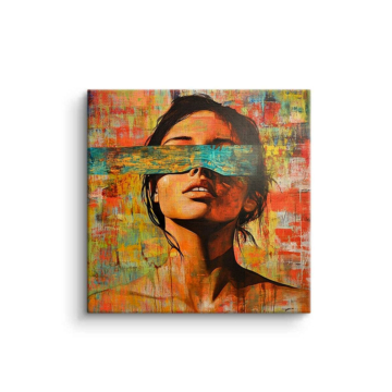 Retrato abstracto de mujer velada - cuadro en lienzo