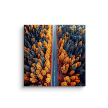 Straße im Herbstwald - PVC-Bild matt