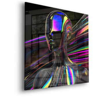 Chrome Abstract Figure Acrylic Glass Art