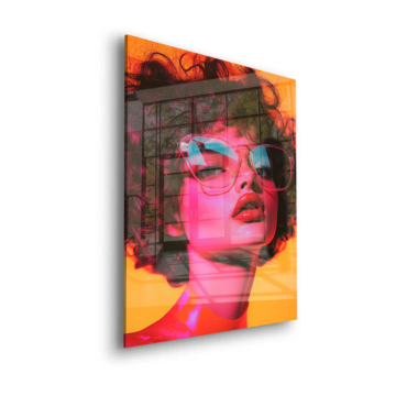 Portrait mode pop au néon - tableau en verre acrylique
