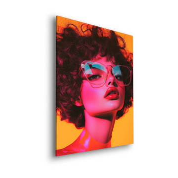 Neon Pop Fashion Portrait Dibond Matt Art