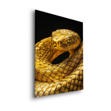 Serpent doré gros plan - tableau Dibond mat