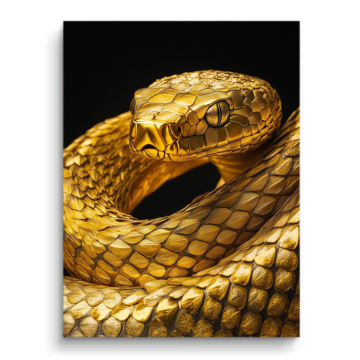 Goldene Schlange in Nahaufnahme - PVC-Bild matt