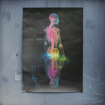 Neonowy szkielet odbicie - plakat