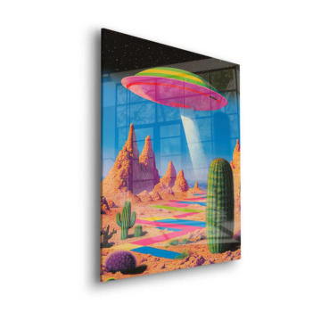 UFO über Wüsten-Traumlandschaft - Acrylglasbild