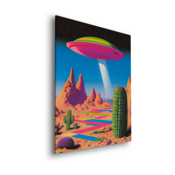 UFO über Wüsten-Traumlandschaft - Dibond-Bild matt