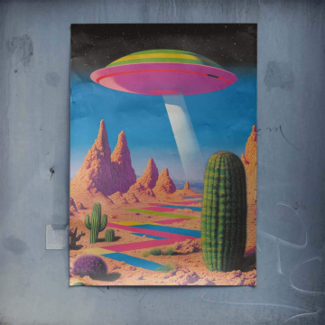 OVNI désert paysage onirique - poster