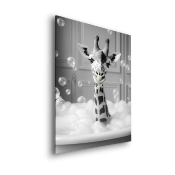 Portrait de girafe au bain moussant - tableau Dibond mat
