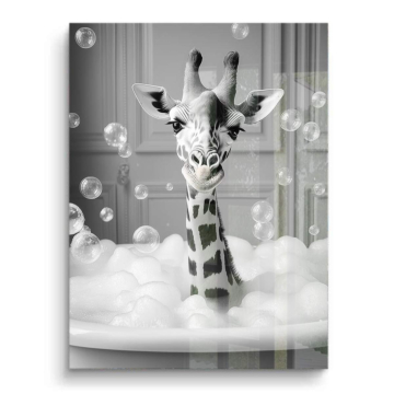 Portrait de girafe au bain moussant - tableau PVC brillant