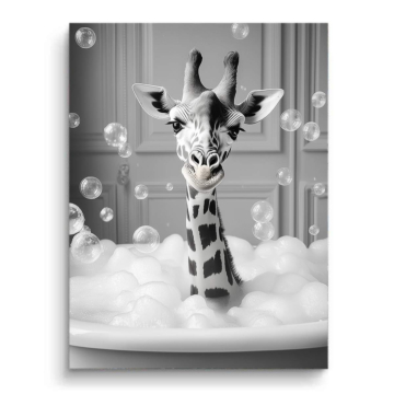 Giraffe Bubble Bad Porträt - PVC-Bild matt
