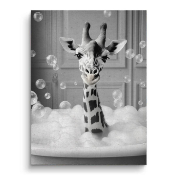 Portrait de girafe au bain moussant - tableau sur toile