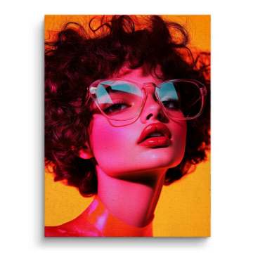 Neon Pop Fashion Portrait Canvas Art