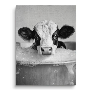 Bubbly Calf Bath Canvas Art
