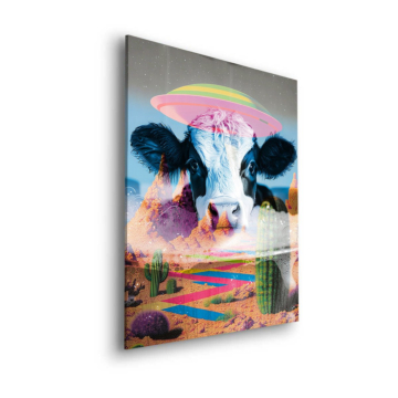 Surréaliste cow désert OVNI - tableau Dibond mat