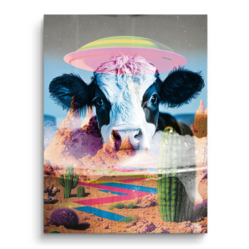 Surréaliste cow désert OVNI - tableau PVC mat