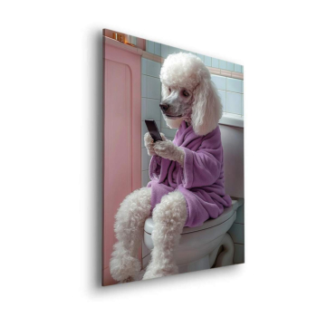 Poodle Badezimmer Phon - Dibond-Bild matt