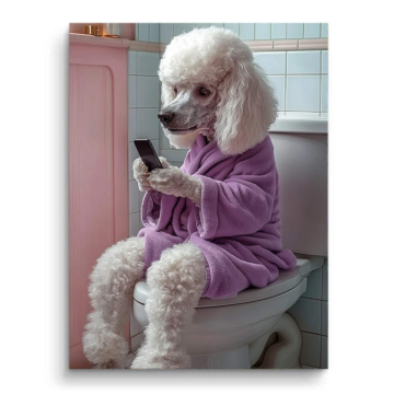 Poodle Badezimmer Phon - PVC-Bild matt