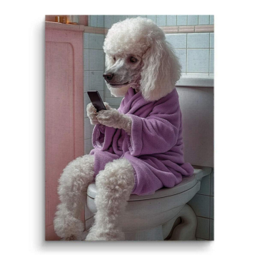 Poodle Badezimmer Phon - Leinwandbild