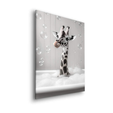 Girafe bulle bain - tableau Dibond mat