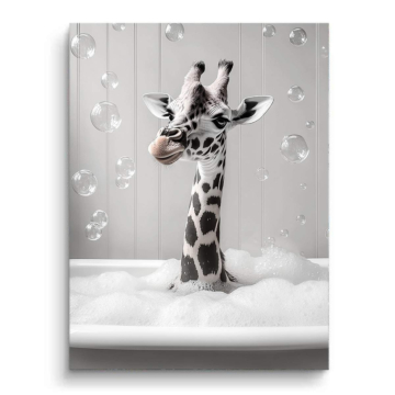 Giraffe im Schaumbad - PVC-Bild matt