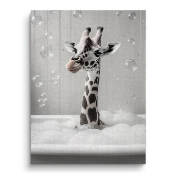 Girafe bulle bain - tableau sur toile