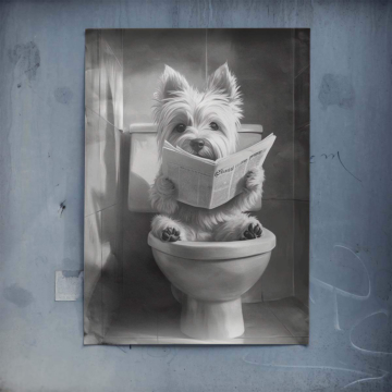Dog Reading On Toilet Poster Art