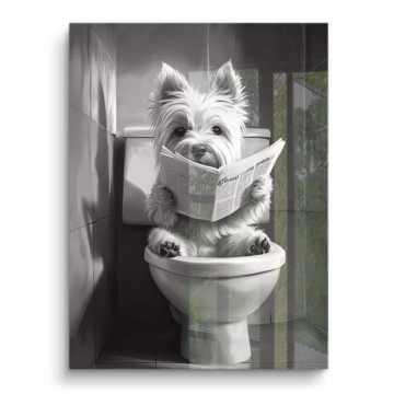 Dog Reading On Toilet PVC Gloss Art
