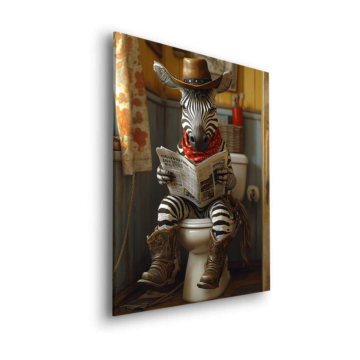 Zèbre cow-boy lecture - tableau Dibond mat