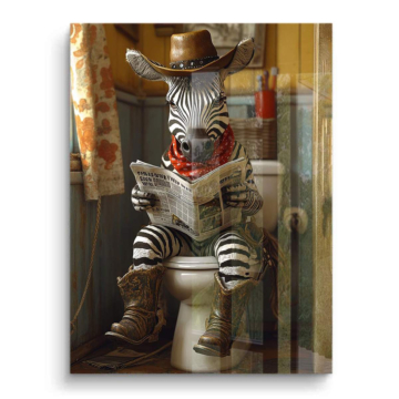 Zèbre cow-boy lecture - tableau PVC brillant