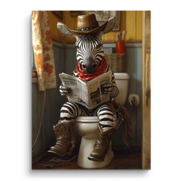 Cowboy Zebra lesen - PVC-Bild matt
