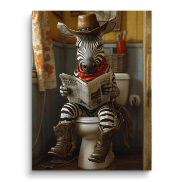Zèbre cow-boy lecture - tableau sur toile
