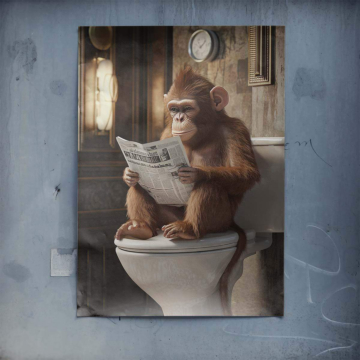 Chimpanzee Reading On Toilet Poster Art