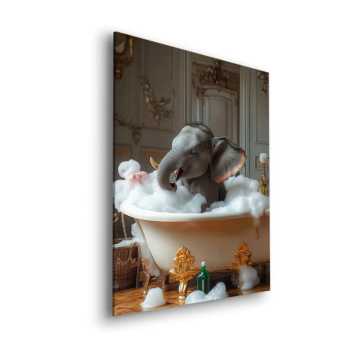 Éléphant bain bulle salle de bain - tableau Dibond mat