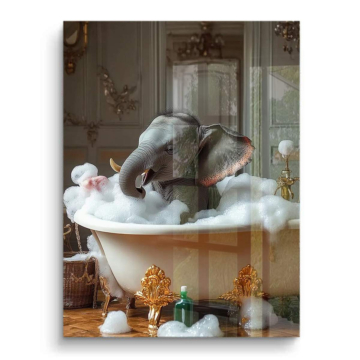Éléphant bain bulle salle de bain - tableau PVC brillant