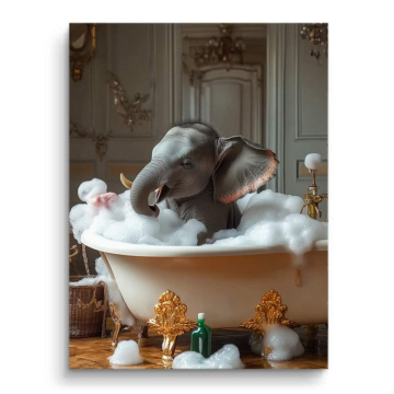 Elefant Bad Bubble Badezimme - PVC-Bild matt