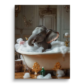 Éléphant bain bulle salle de bain - tableau sur toile