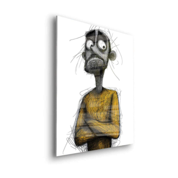 Whimsical Anxious Cartoon hombre - cuadro en vidrio acrílico