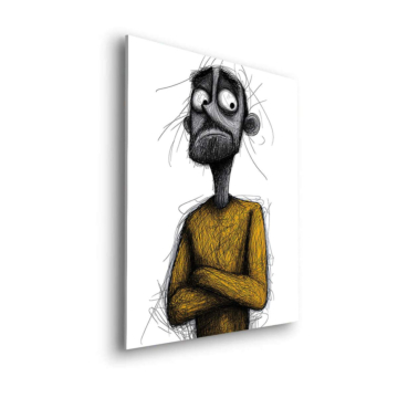 Whimsical Anxious Cartoon hombre - cuadro Dibond mate