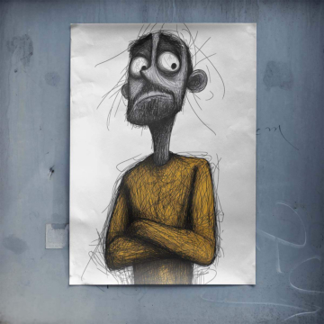 fantaisie anxious cartoon man - poster