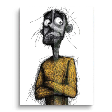 fantaisie anxious cartoon man - tableau PVC brillant