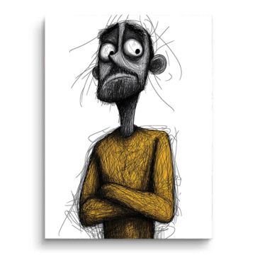 Whimsical Anxious Cartoon hombre - cuadro PVC mate